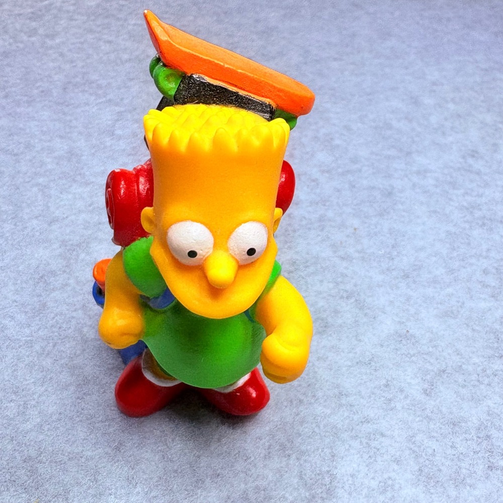 Vintage 1990 Bart Simpson Hiking Camping PVC Figure Skateboard Backpack TCFFC